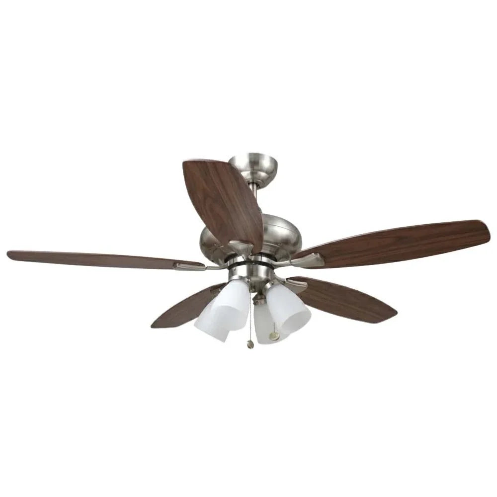52" 5-Blade UFO Fan NK Silver/Walnut Blades 4-Light White Glass LED Kit
