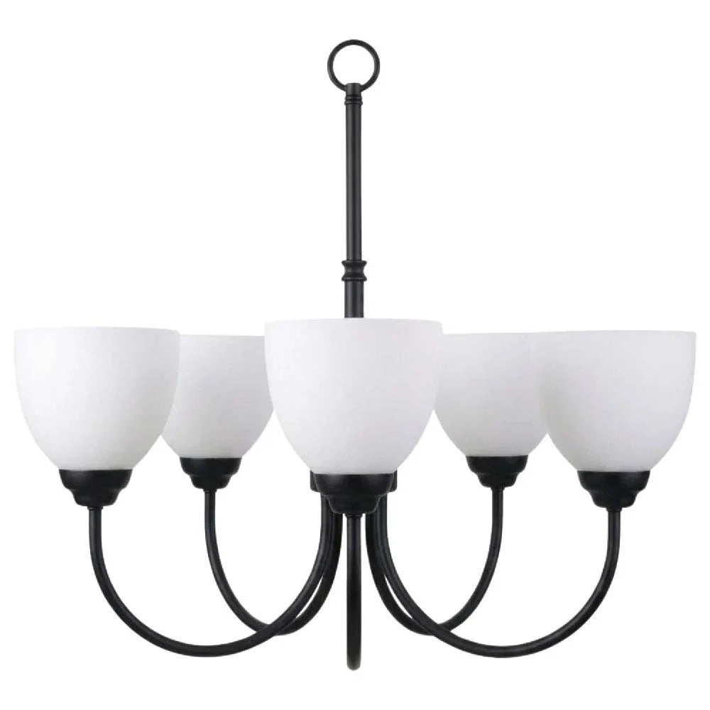 Laredo 5-Light Chandelier - MB White Glass