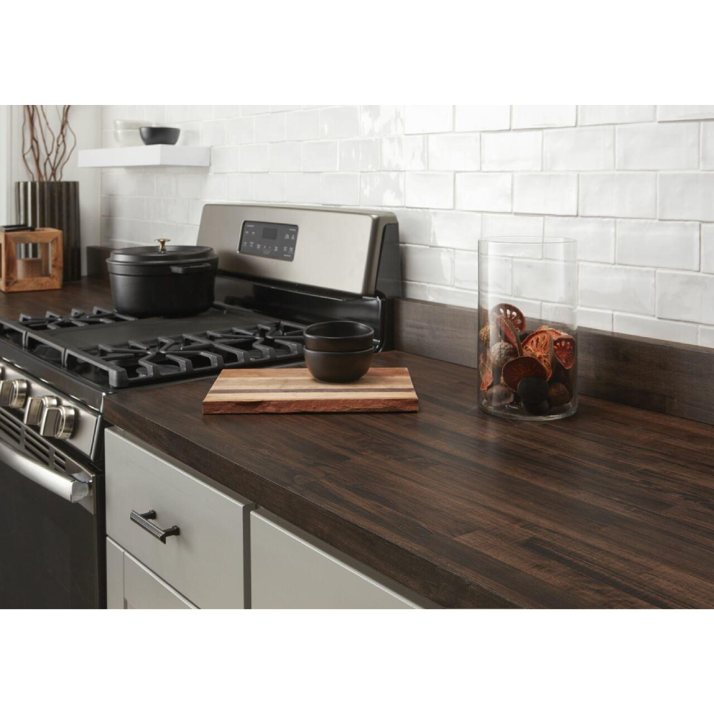 Unfinished Hevea 8 ft. L x 25 in. D x 1.5 in. T Butcher Block Countertop