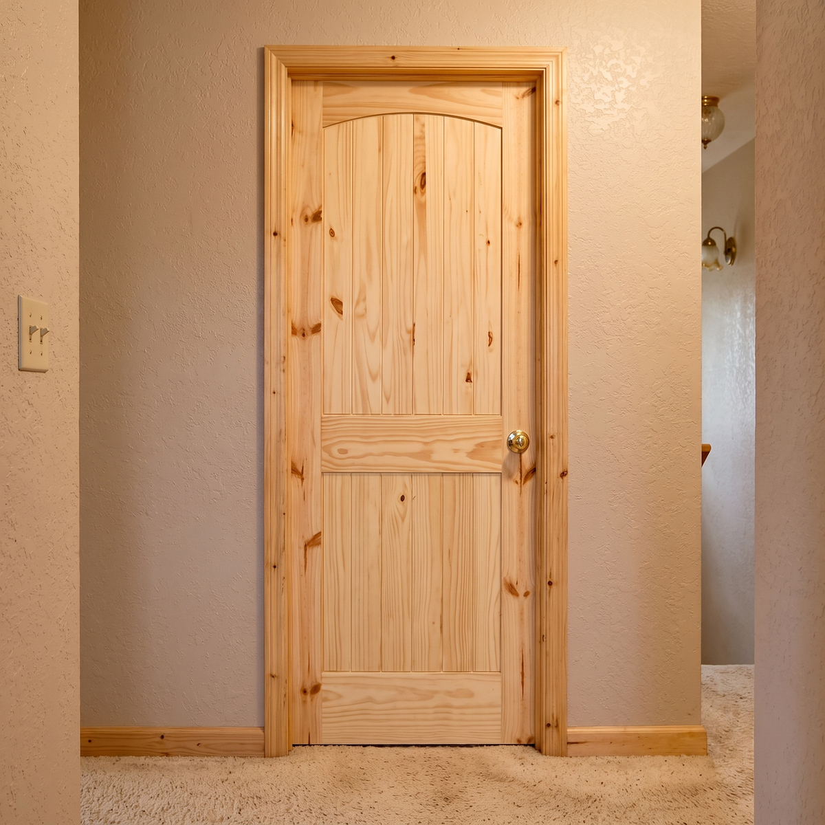 30 in. x 80 in. Cheyenne Knotty Pine Solid Core Interior Door Slab