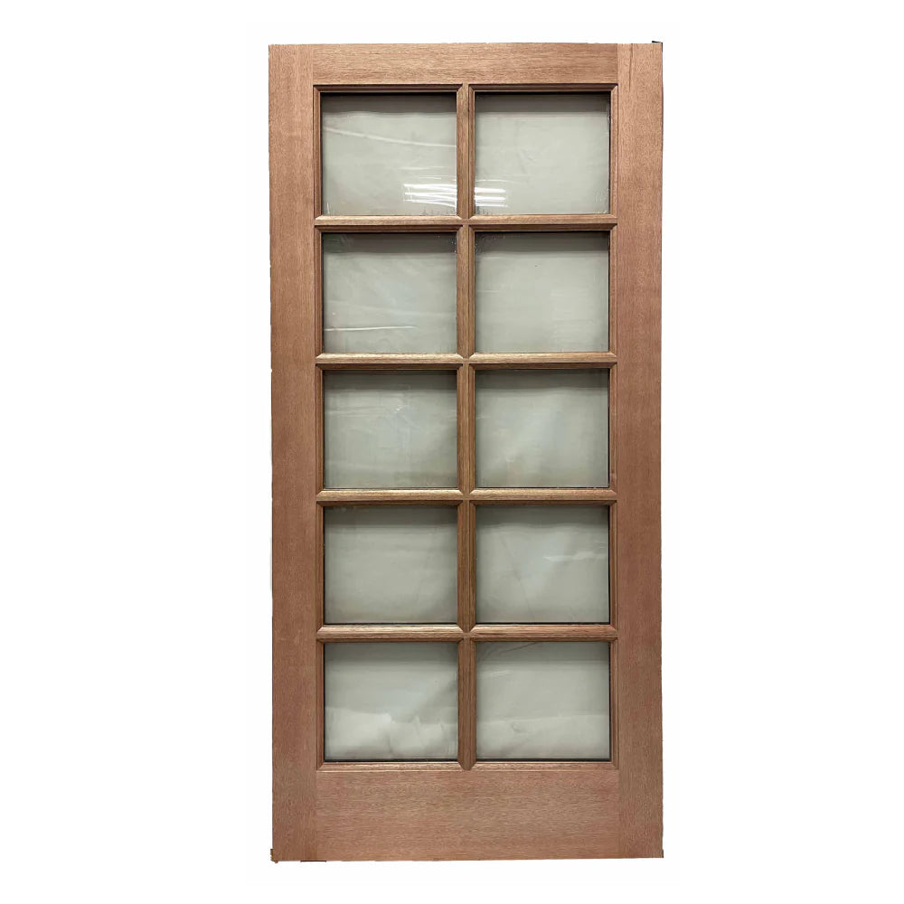 3ft. x 6 ft. 8 in. Interior Unfinished Pre-Hung Mahogany 10 Lite Door Slab