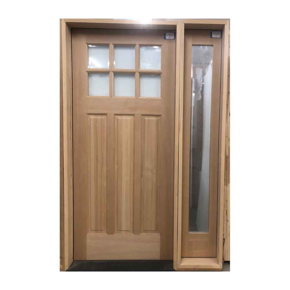 4/5 x 6/8 6 Lite Hemlock Front Door With One Sidelite