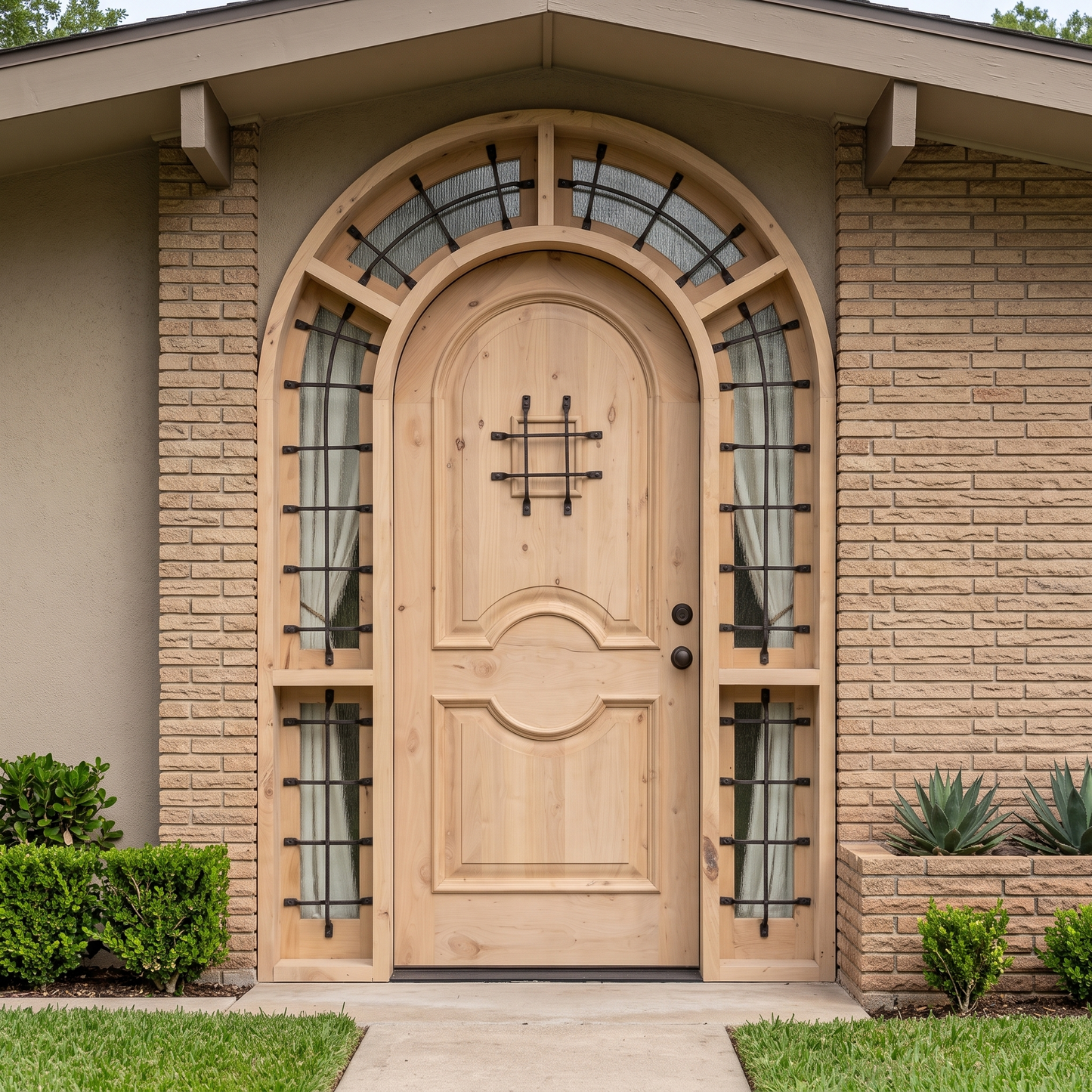 5/4 x 8/3 Speakeasy Arched Knotty Alder Front Door