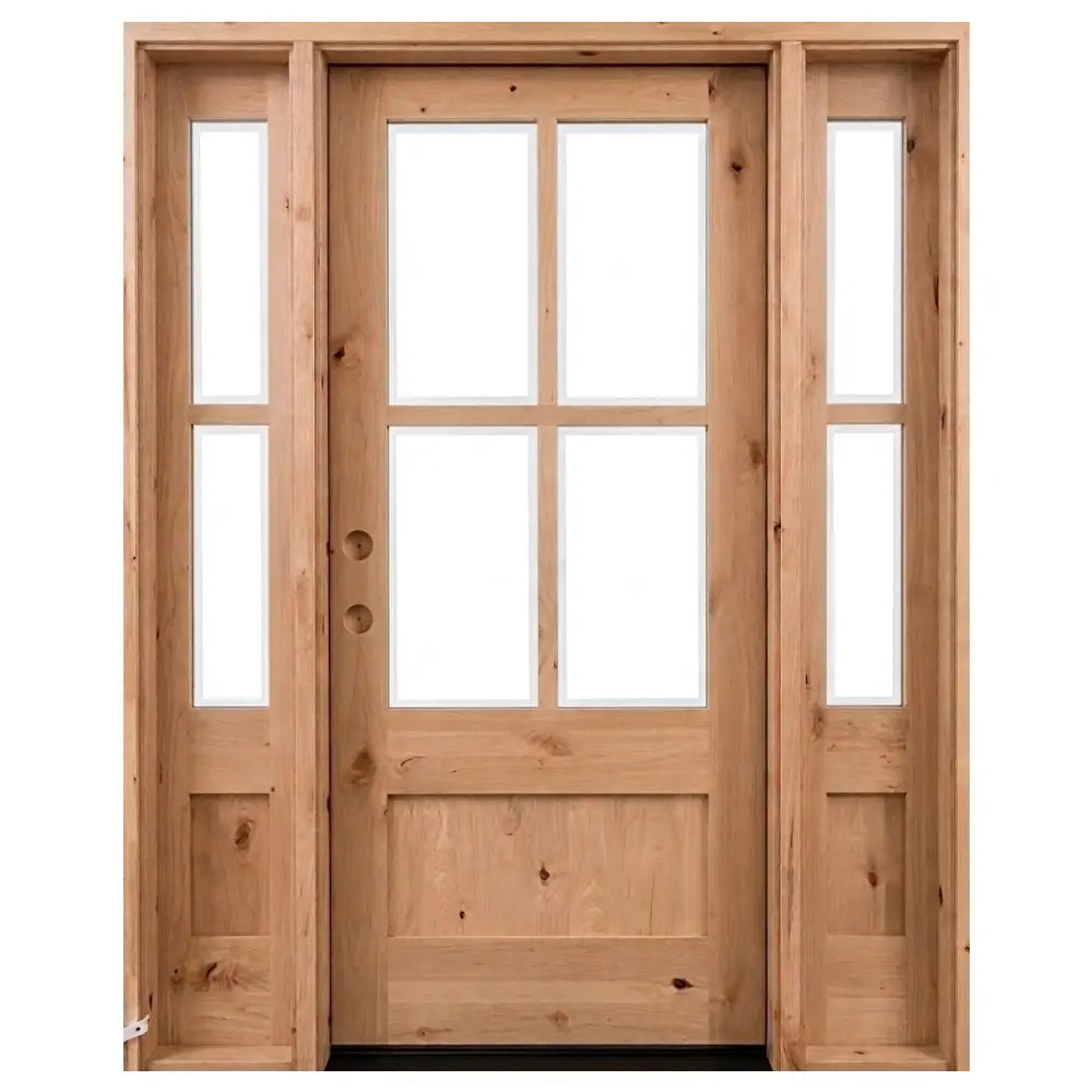 5/9x6/8 Knotty Alder 4 Lite Prehung Exterior Door with Sidelites