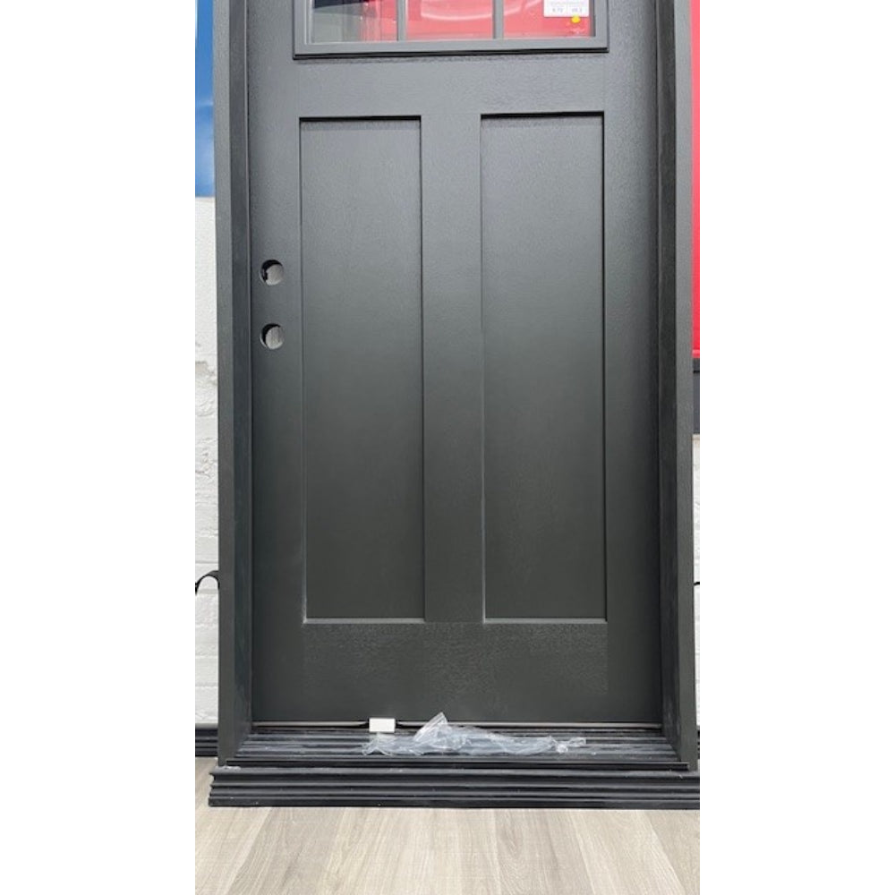 3/0x6/8 Fiberglass Door with 6 Lites and 2 panels in Black