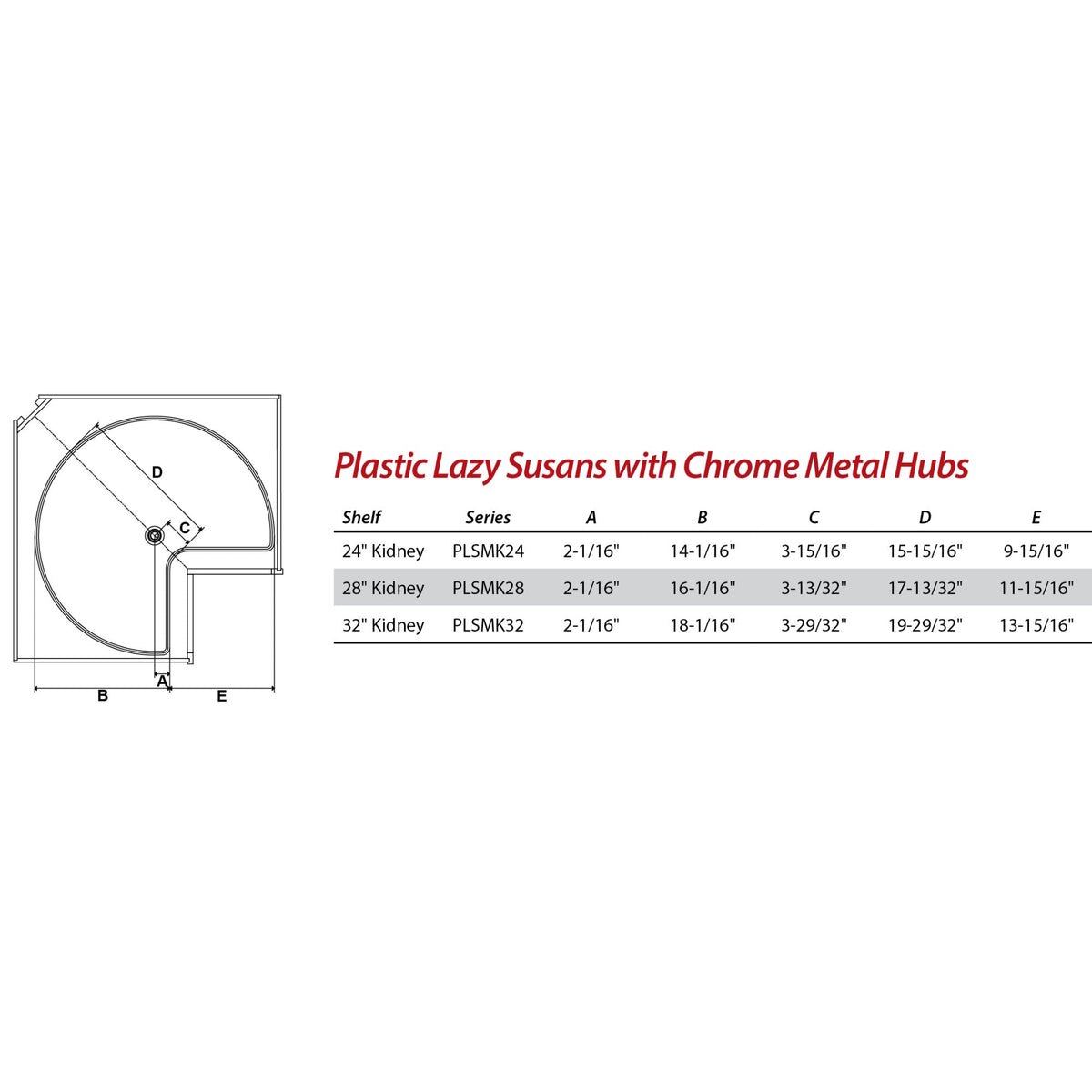 28" Kidney Two-Shelf Plastic Lazy Susan Set with Chrome Hubs