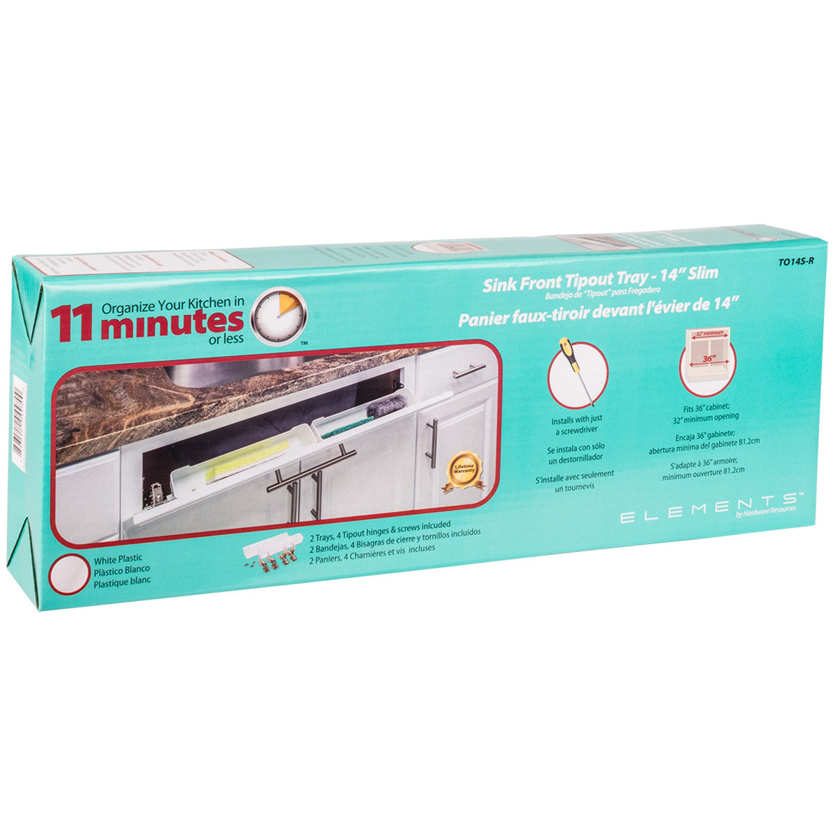 14-13/16" Slim Depth Plastic Tip-Out Tray Kit for Sink Front