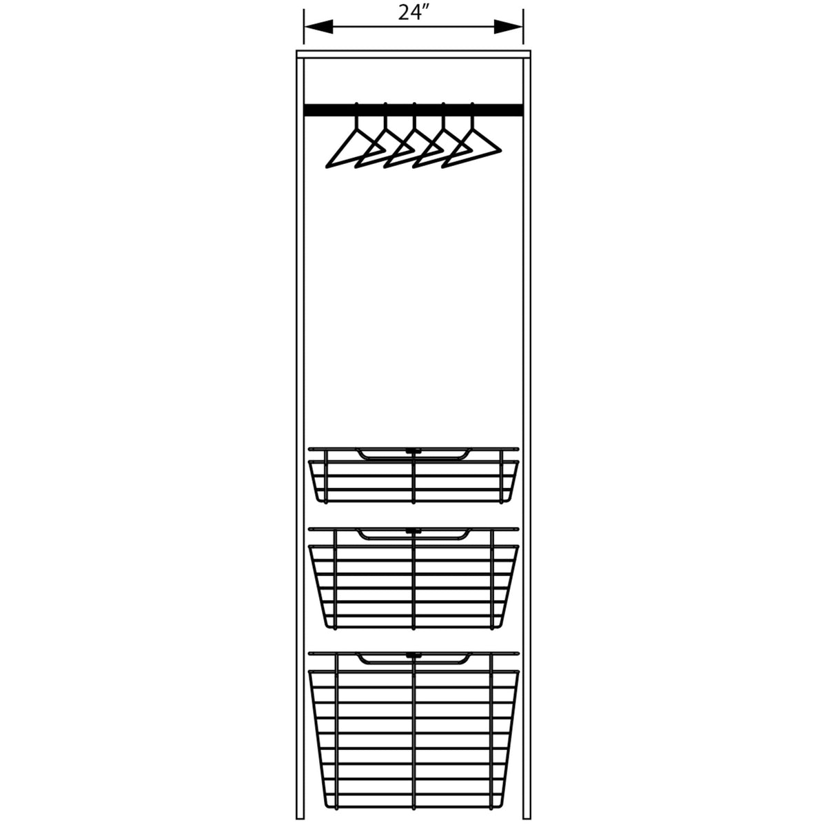 Dark Bronze Closet Pullout Basket with Slides 16"D x 23"W x 11"H
