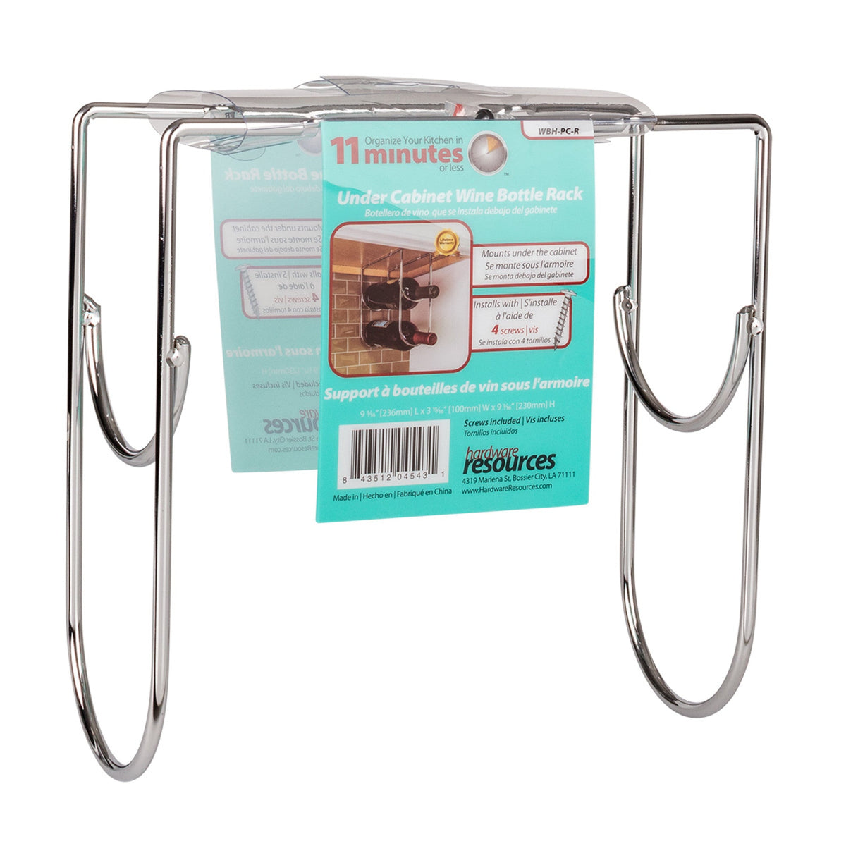 Polished Chrome Under Cabinet Wine Bottle Rack