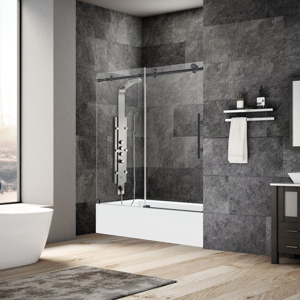 56-60 W x 62 H Sliding Bathtub Door ULTRA-C Matte Black