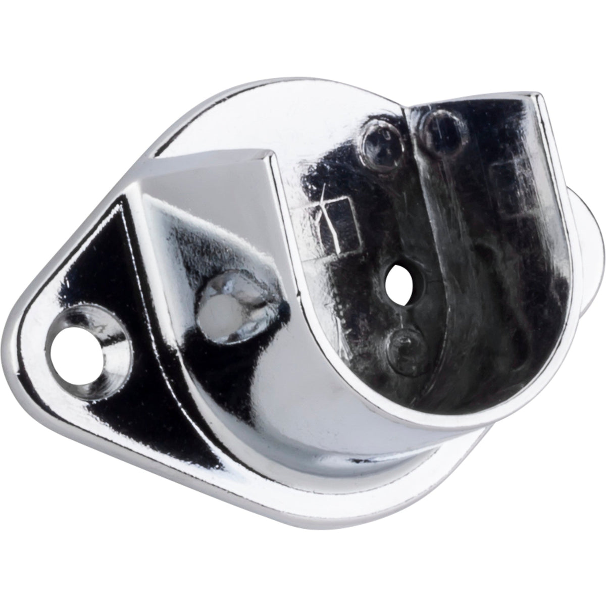 Chrome Open Screw-In Mounting Bracket for 1" and 1-1/16" Round Closet Rods