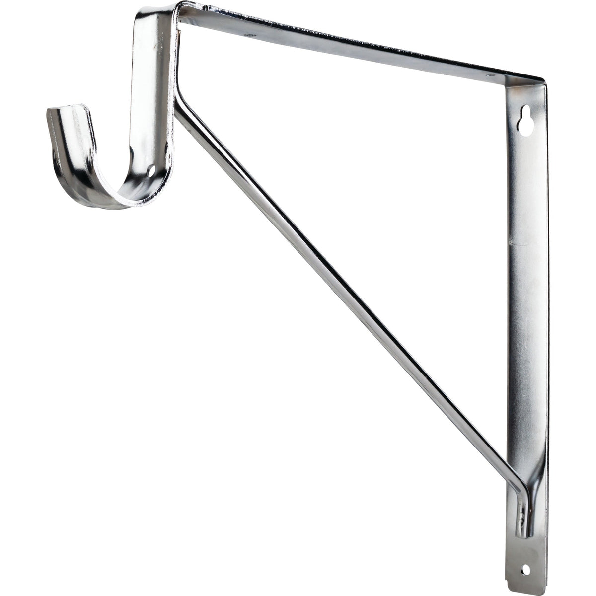Chrome Shelf Bracket with Rod Support for 1-5/16" Round Closet Rods