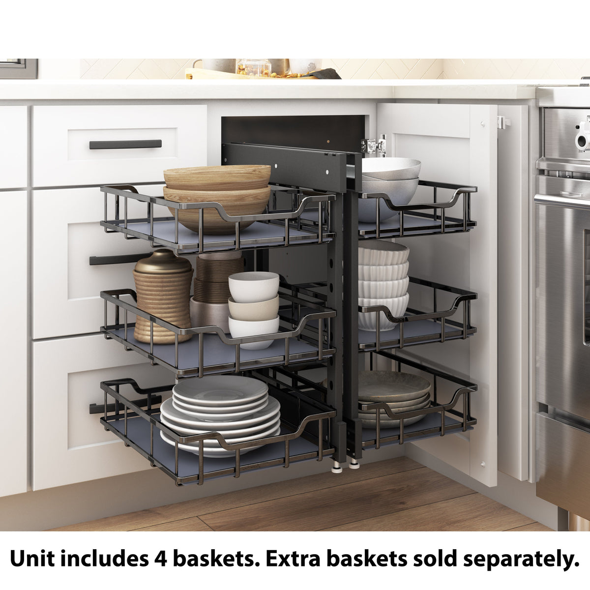 18" Black Nickel STORAGE WITH STYLE® Full-Height Blind Corner Organizer