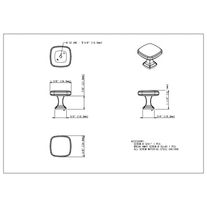 Fontana 1-3/8" Length Square Knob