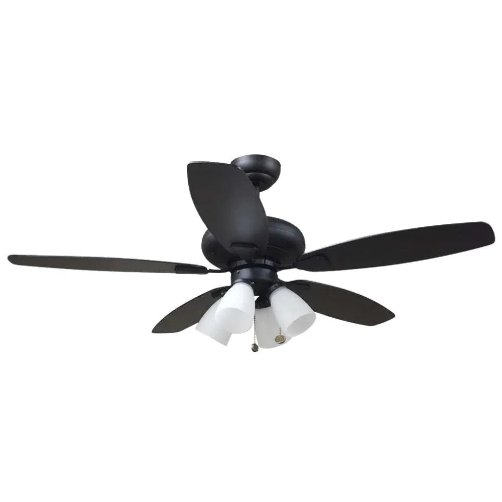 52" 5-Blade UFO Fan MB Black/Walnut Blades 4-Light White LED Kit