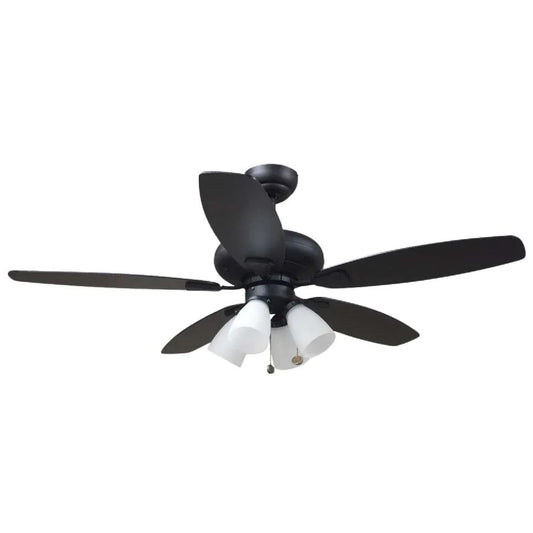 52" 5-Blade UFO Fan MB Black/Walnut Blades 4-Light White LED Kit