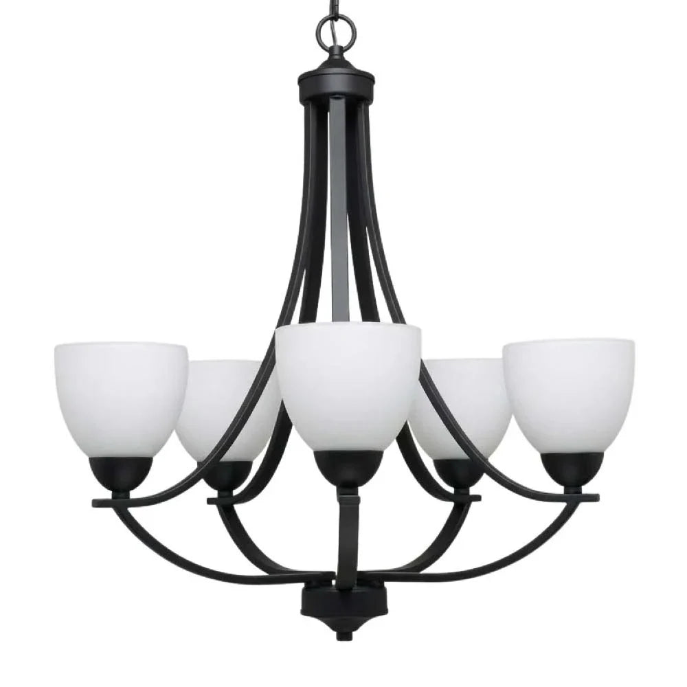 Victoria 5-Light Chandelier - MB White Glass