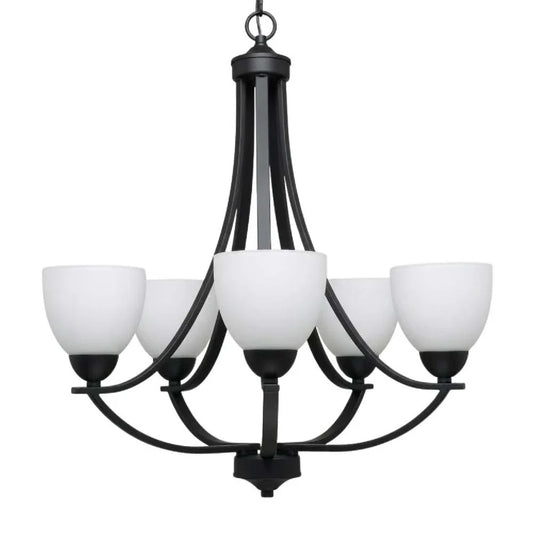 Victoria 5-Light Chandelier - MB White Glass
