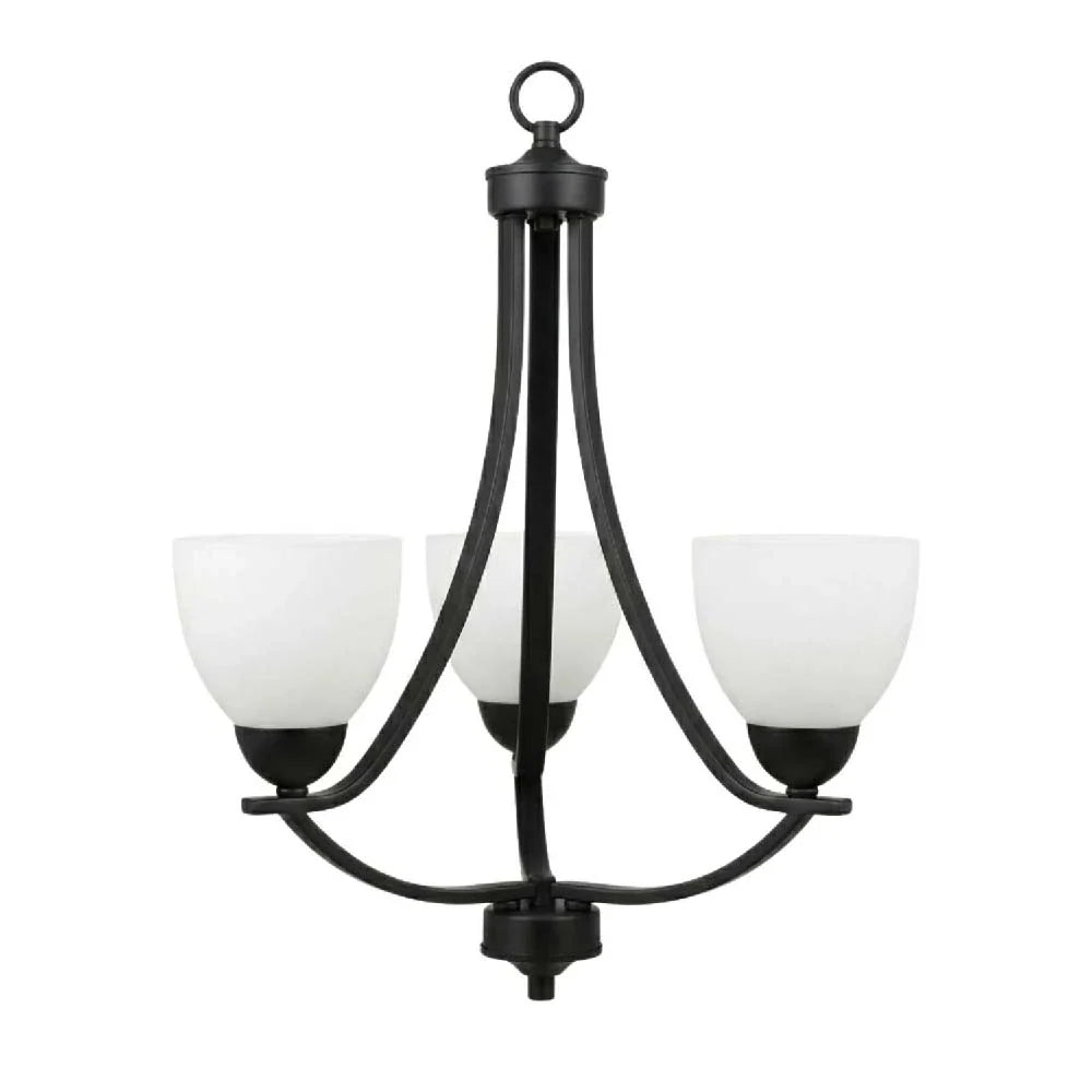 Victoria 3-Light Chandelier - MB White Glass