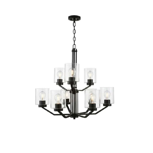 Paris 9-Light Chandelier - MB Clear Cylinder Glass