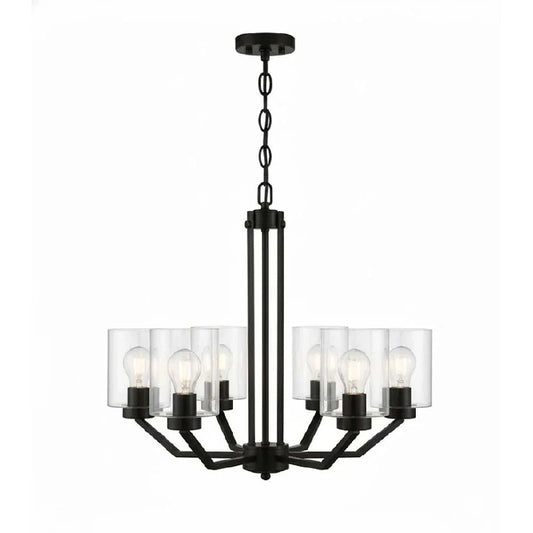 Paris 6-Light Chandelier - MB Clear Cylinder Glass