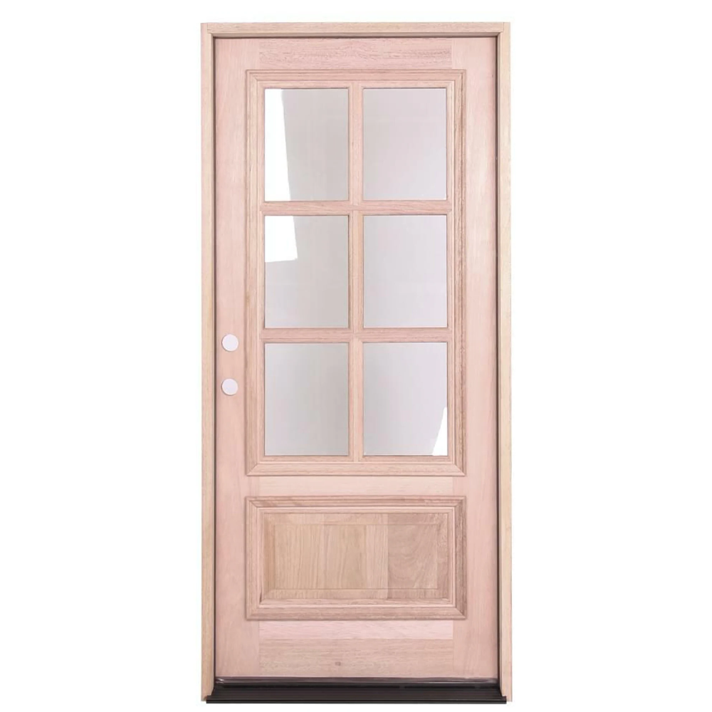 3/0x6/8 or 36x 80" Mahogany Prehung Front Door With 6 Lites