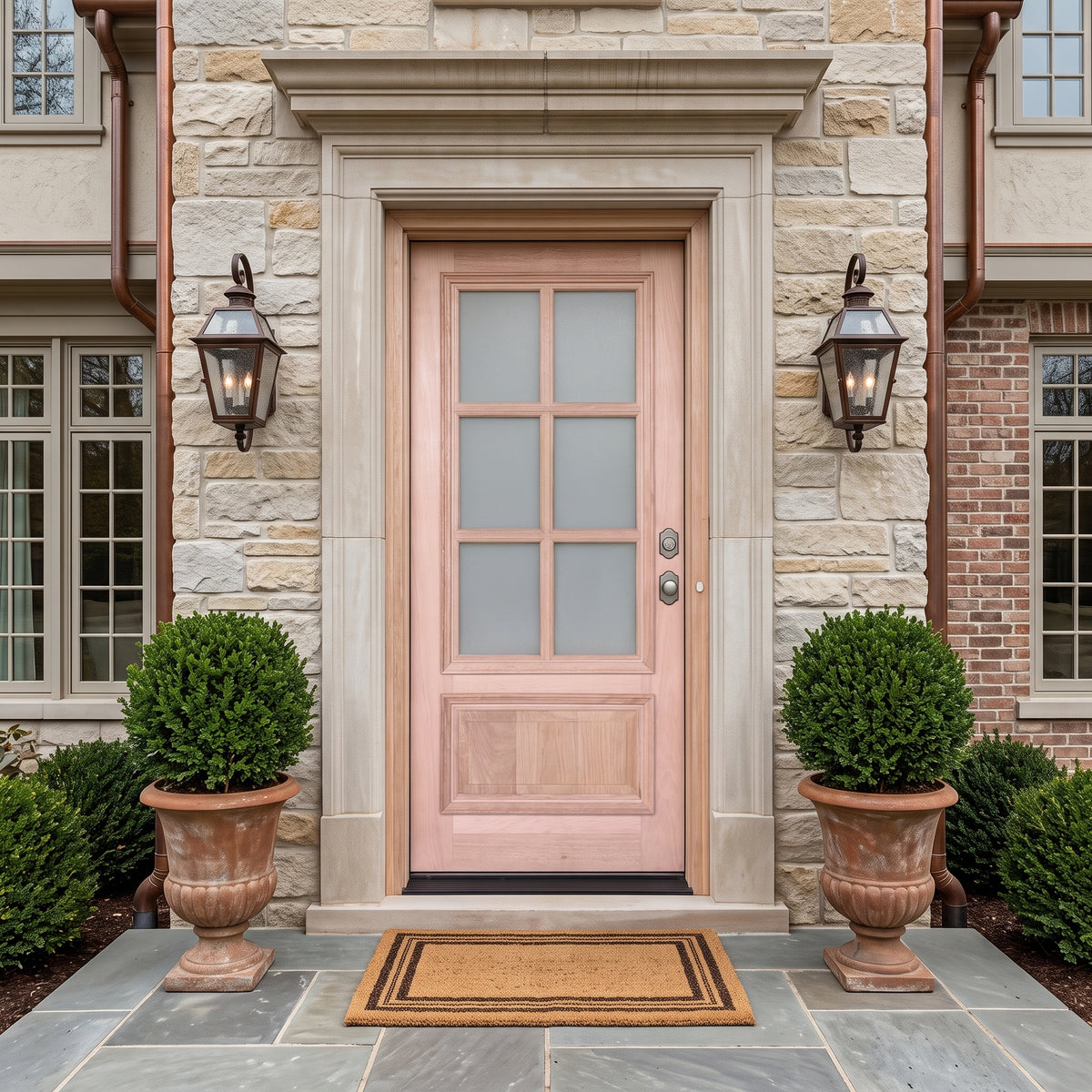 3/0x6/8 Mahogany Prehung Front Door With 6 Lites