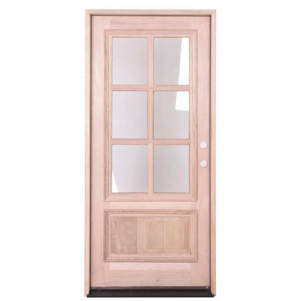 3/0x6/8 or 36x 80" Mahogany Prehung Front Door With 6 Lites