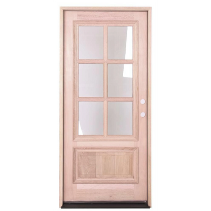 3/0x6/8 or 36x 80" Mahogany Prehung Front Door With 6 Lites