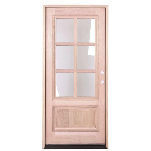 3/0x6/8 or 36x 80" Mahogany Prehung Front Door With 6 Lites