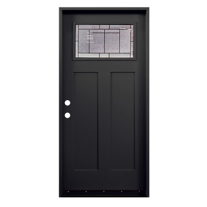 3/0x6/8 Fiberglass Door with Decorative Glass in Black