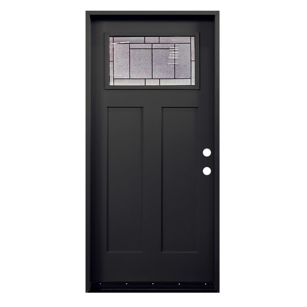 3/0x6/8 Fiberglass Door with Decorative Glass in Black