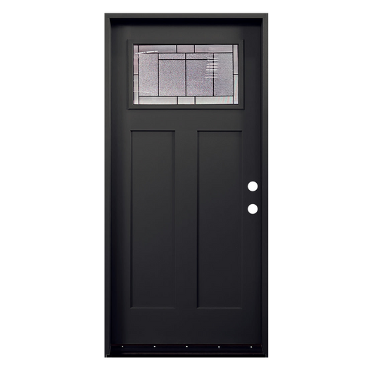 3/0x6/8 Fiberglass Door with Decorative Glass in Black