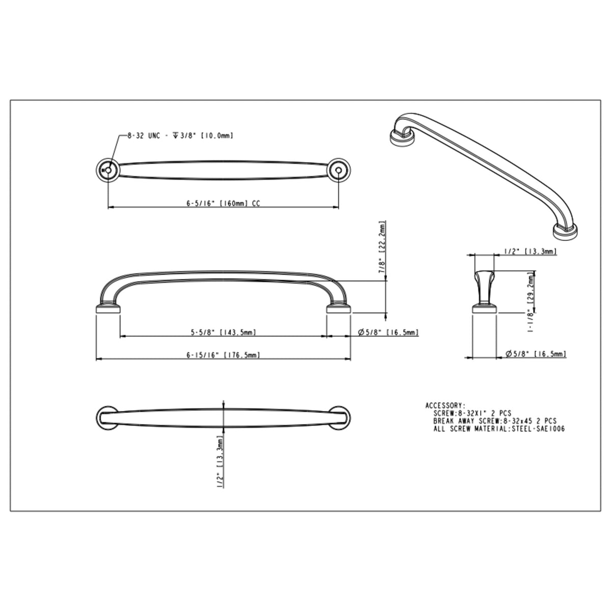 Weser 160 mm Center-to-Center Bar Pull