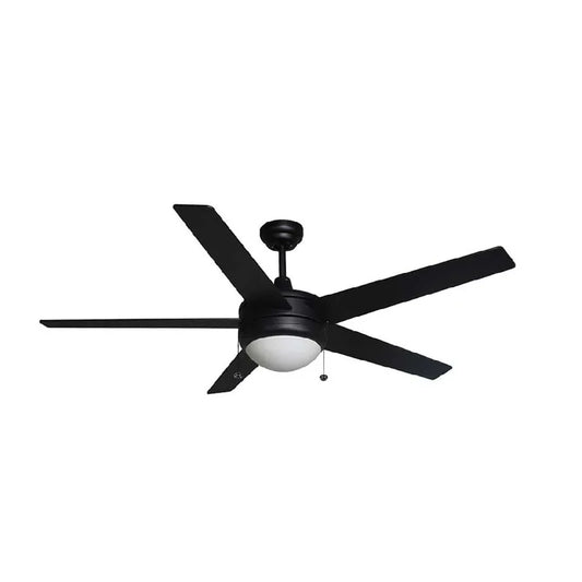 5-Blade Contemporary MB Ceiling Fan - Matte Black/Walnut Blades