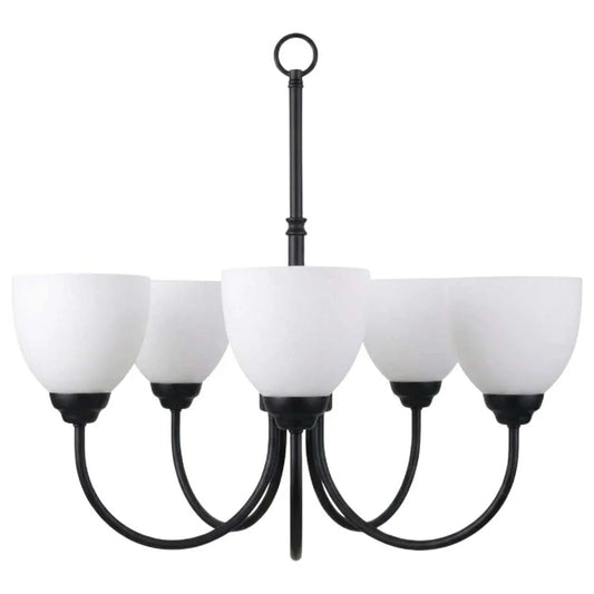Laredo 5-Light Chandelier - MB  White Glass