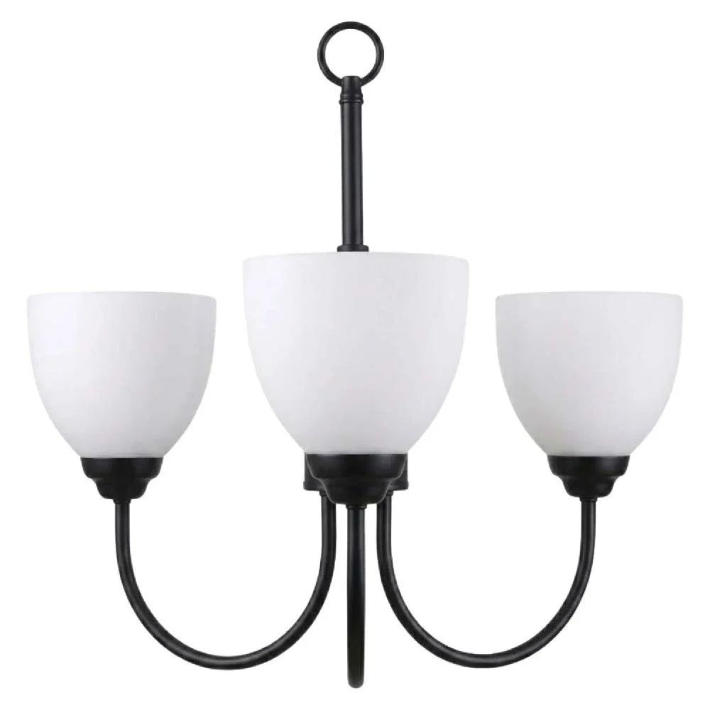 Laredo 3-Light Chandelier - MB  White Glass