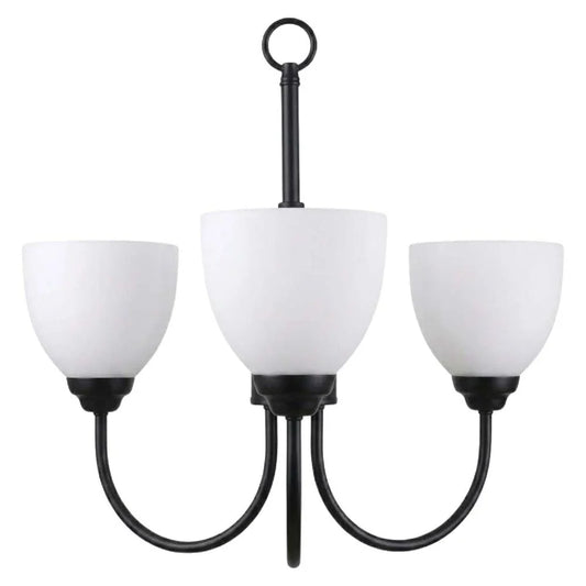 Laredo 3-Light Chandelier - MB  White Glass