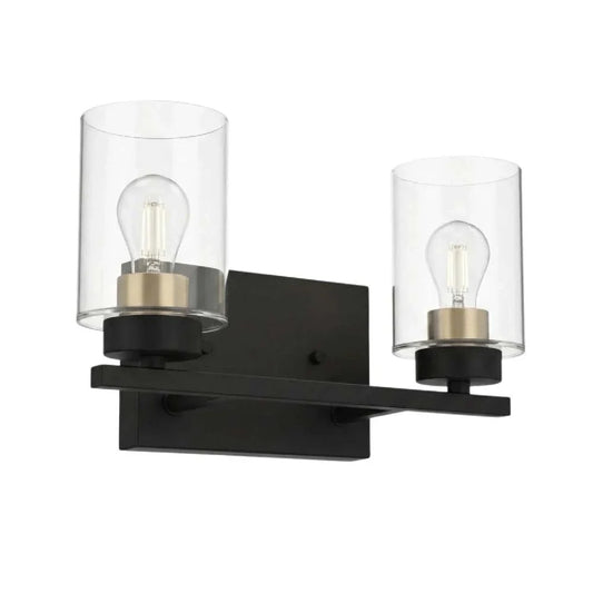 2-Light Clear Glass Vanity - MB w CG Socket Rings