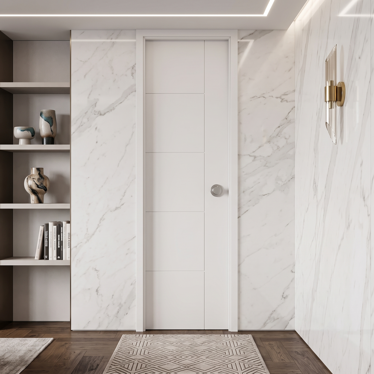 22 in. x 80 in. Berkley Hollow Core Primed White MDF Prehung Interior Door