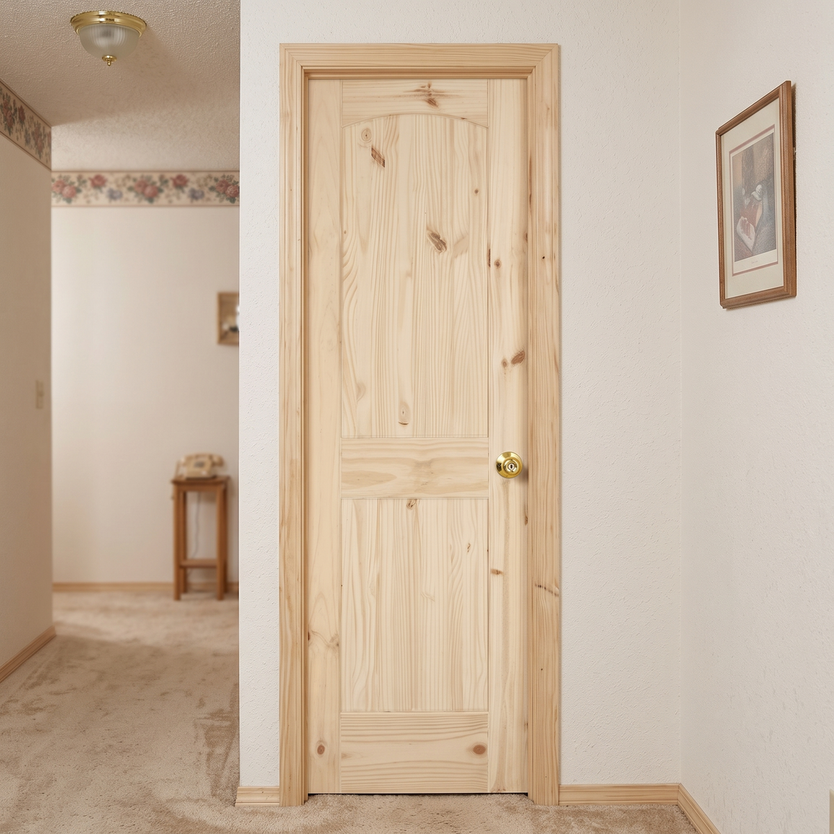 24 in. x 80 in. Cheyenne Knotty Pine Solid Core Interior Door Slab
