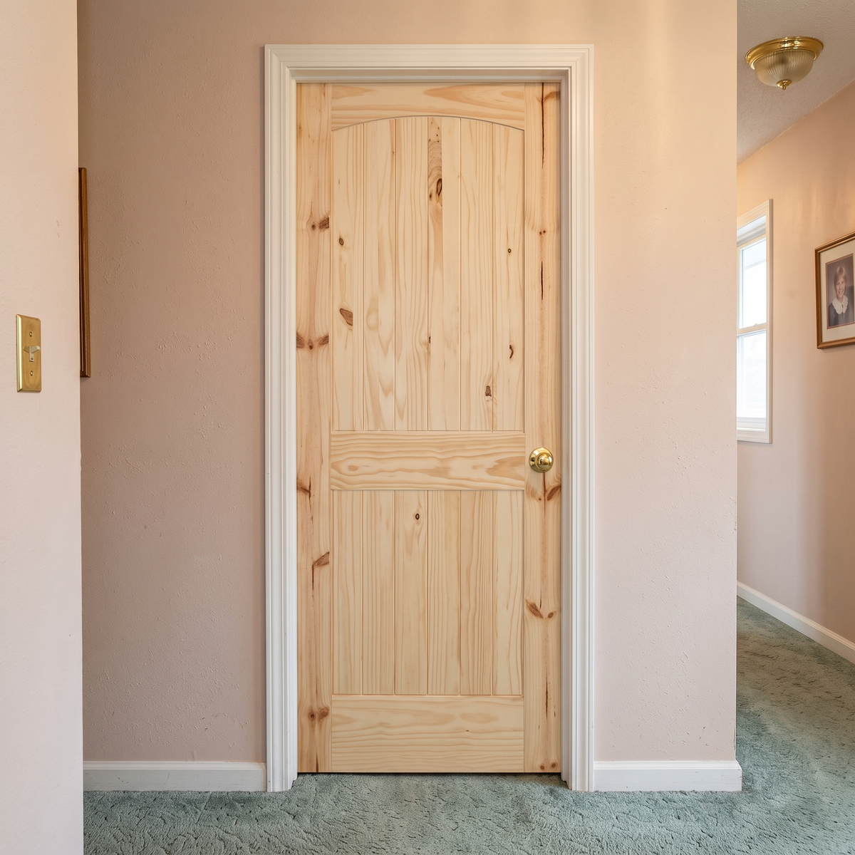 28 in. x 80 in. Cheyenne Knotty Pine Solid Core Interior Door Slab