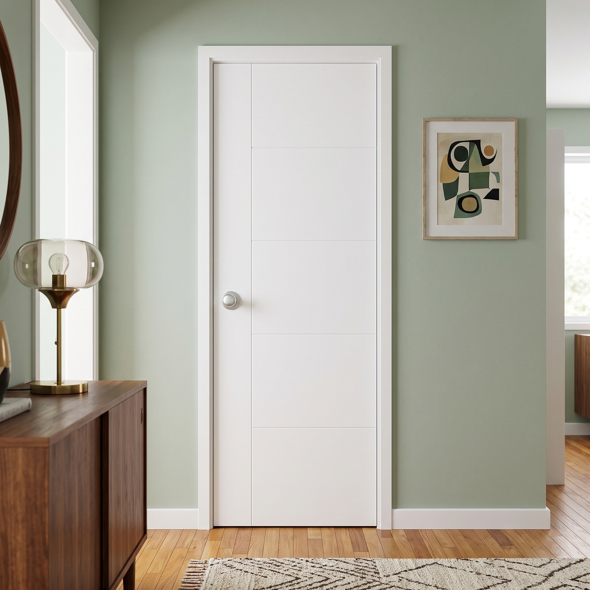28 in. x 80 in. Berkley Hollow Core Primed White MDF Prehung Interior Door