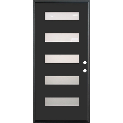 3/0x8/0 Single Prehung Fiberglass Door with 5 Lites in Black