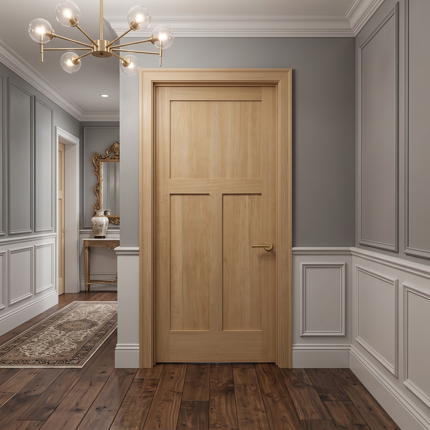 2 ft. 6 in. x 6 ft. 8 in. 3-Panel Hemlock Interior Door Prehung