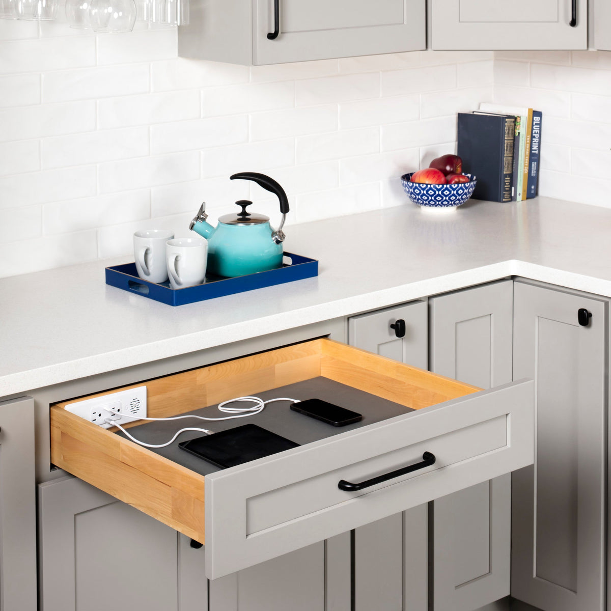 21" Charging Drawer for Kitchen with In-Drawer Outlets & Charging Ports