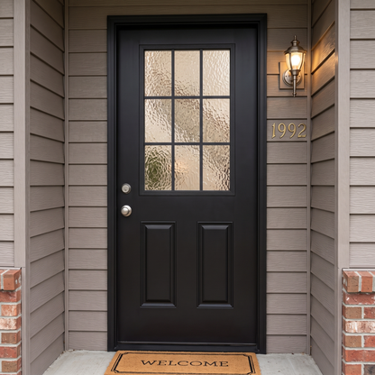 3/0x6/8 9 Lite Exterior Prehung Fiberglass Door in Black