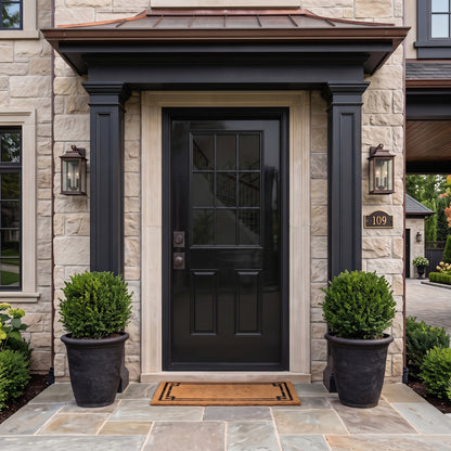 3/0x6/8 9 Lite Exterior Prehung Fiberglass Door in Black