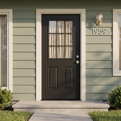 3/0x6/8 9 Lite Exterior Prehung Fiberglass Door in Black