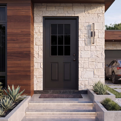 3/0x6/8 9 Lite Exterior Prehung Fiberglass Door in Black